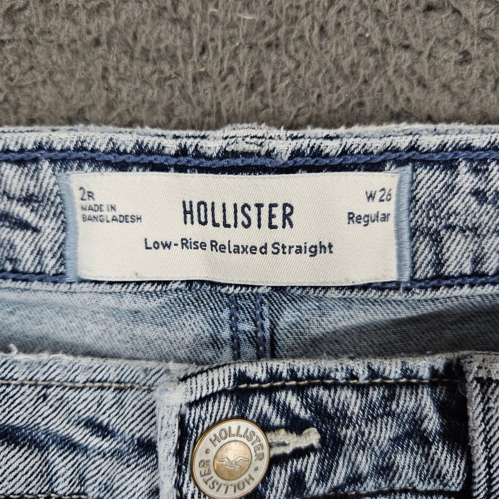 Hollister Low-Rise Relaxed Straight Jeans Womens 2R W26 Regular Light Wash Blue - Picture 5 of 7